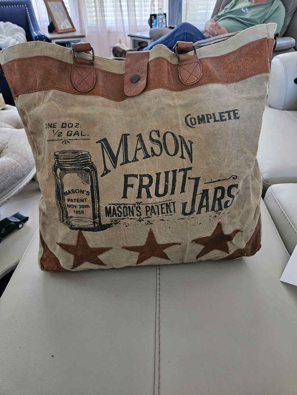 Mason Vintage Tan and Brown Canvas Tote